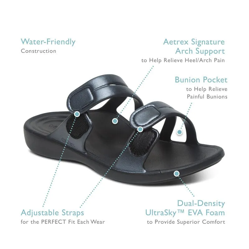Aetrex Women's Janey Sport Slides- Black