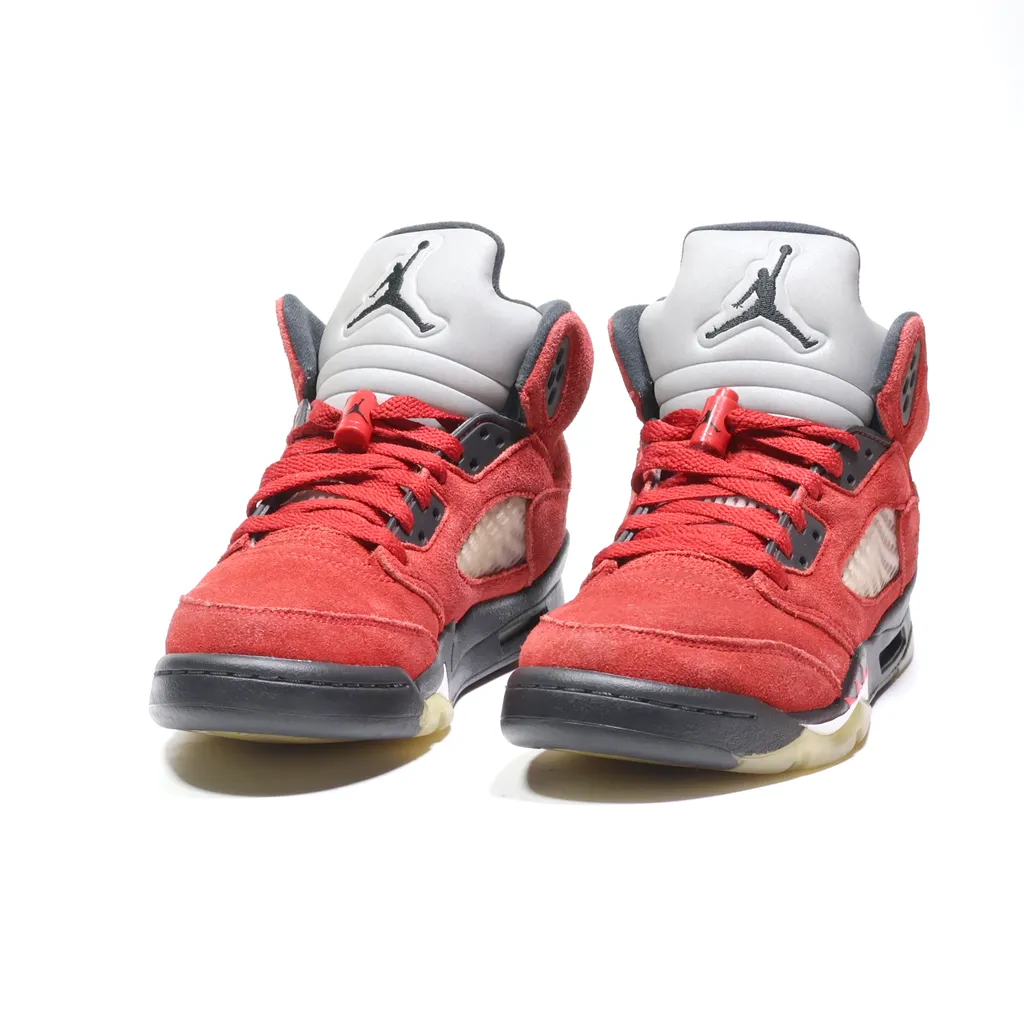 Air Jordan 5 Retro High-Top Sneakers Suede Red Color For Men