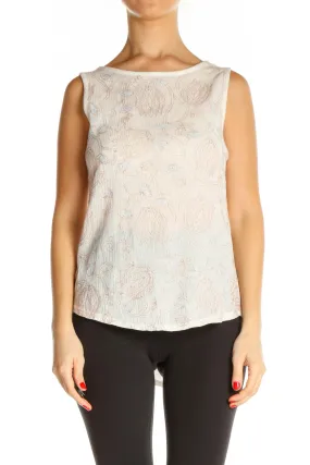 Beige Floral Print Casual Blouse