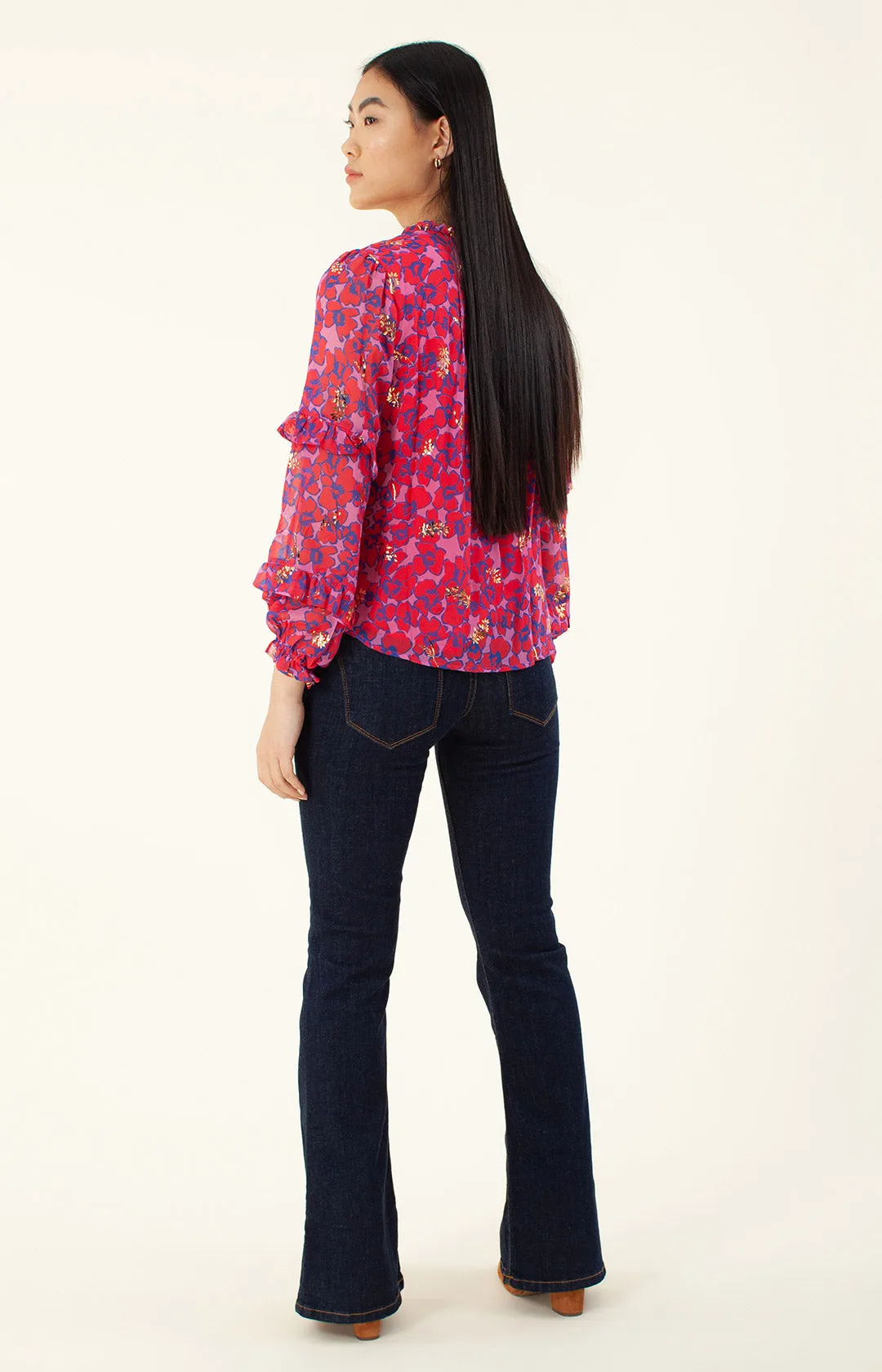 Bermai Foiled Lace-up Top