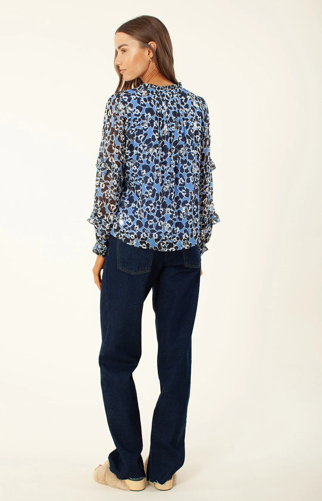 Bermai Foiled Lace-up Top