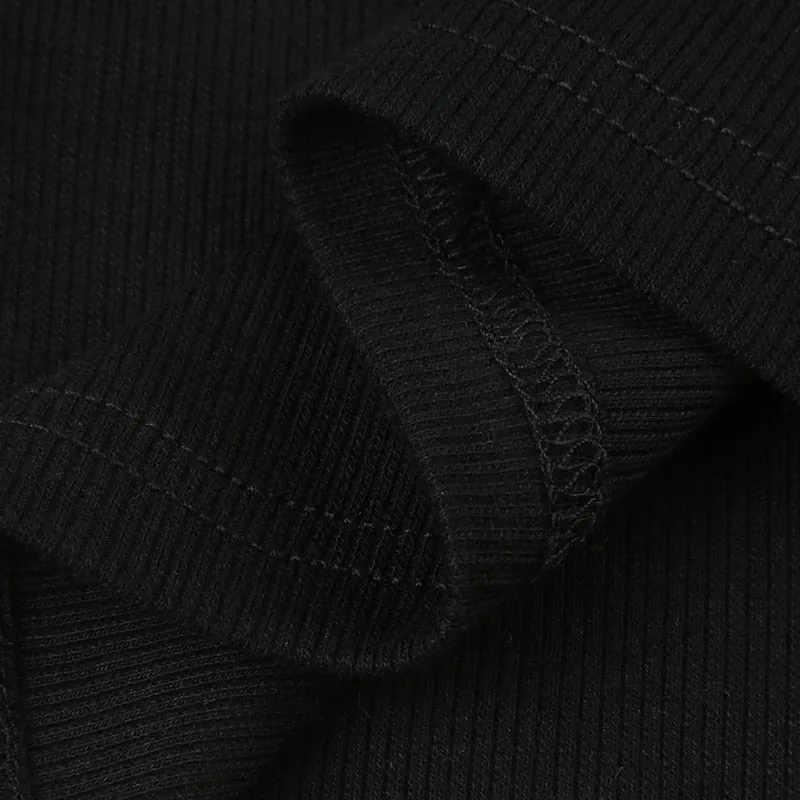 Black Zipper Tank Stripe Printing Top