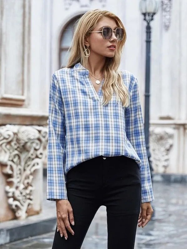 City Casual V-Neck Slim Look Women Shirt Blouse