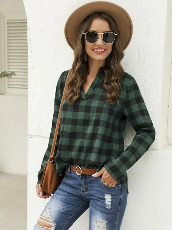 City Casual V-Neck Slim Look Women Shirt Blouse