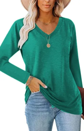 Courtney Women's Fashion Casual Solid Color V Neck Tops