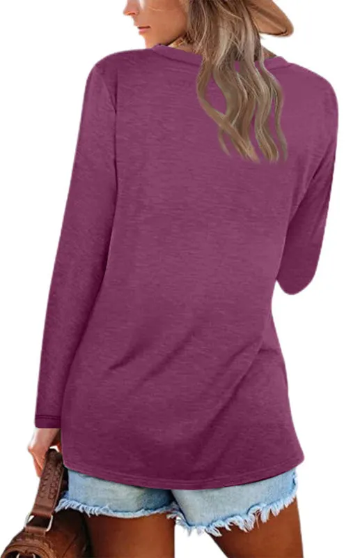 Courtney Women's Fashion Casual Solid Color V Neck Tops