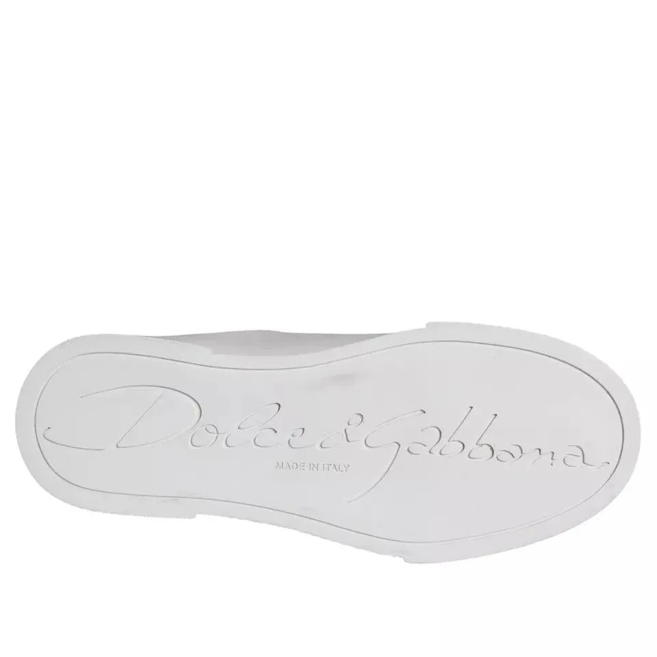 Dolce & Gabbana White Patch Calfskin Nappa Portofino Sneakers Sko