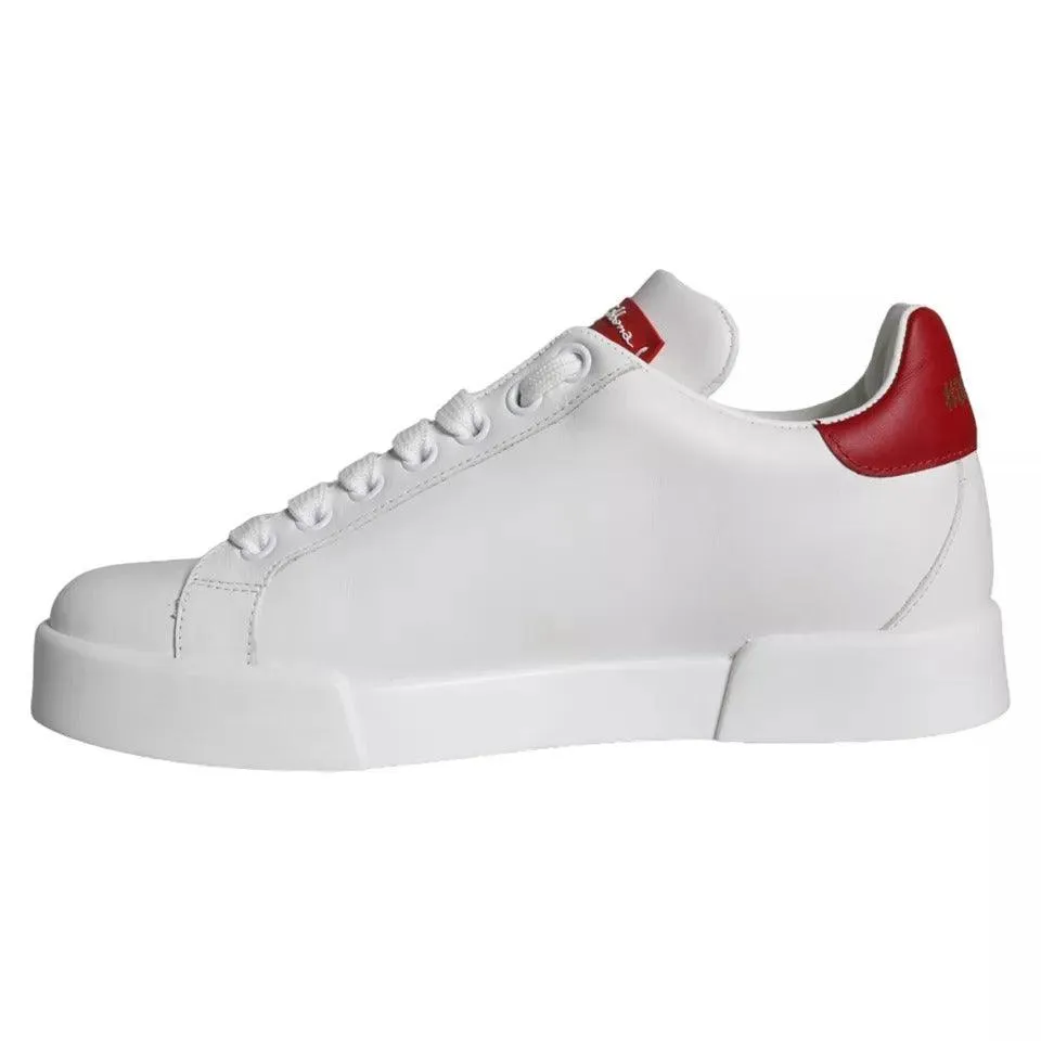 Dolce & Gabbana White Patch Calfskin Nappa Portofino Sneakers Sko