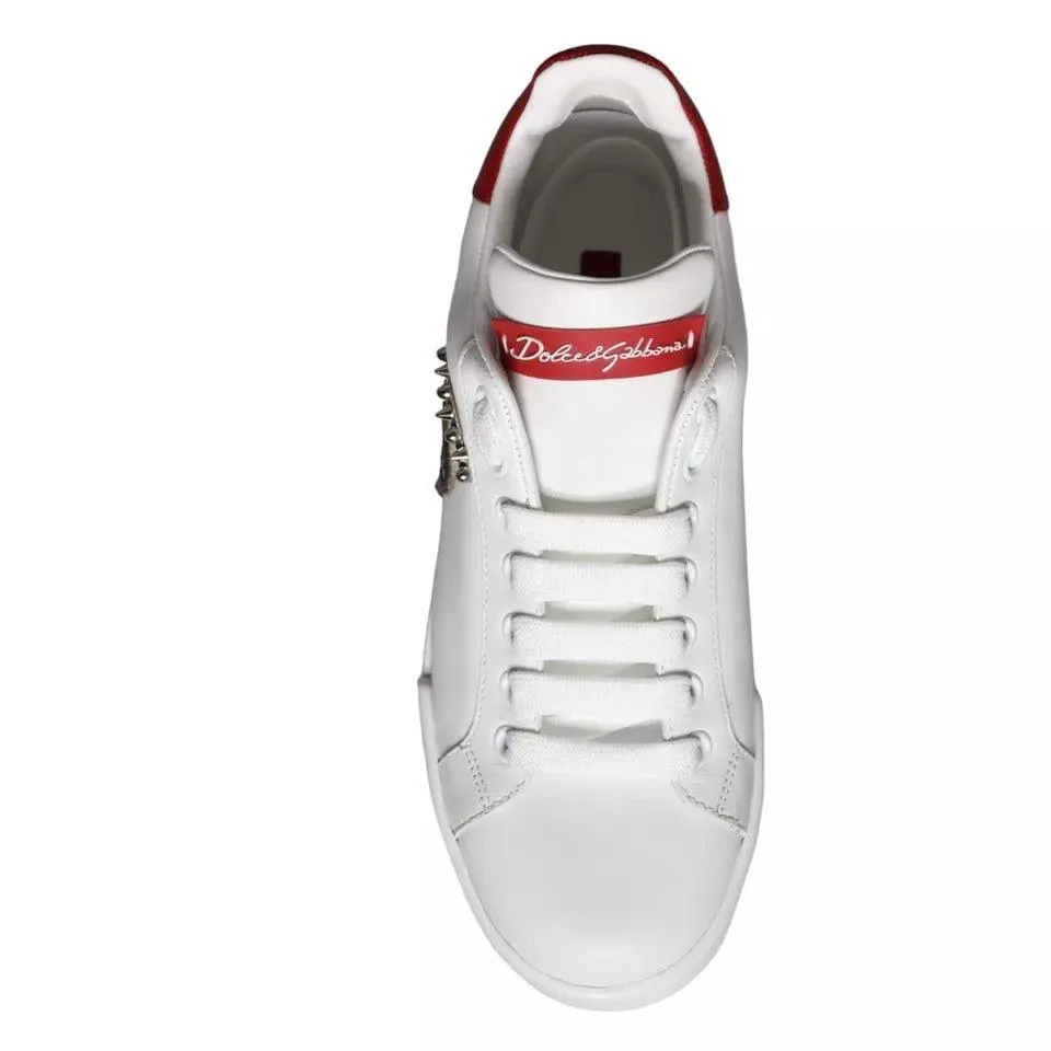 Dolce & Gabbana White Patch Calfskin Nappa Portofino Sneakers Sko
