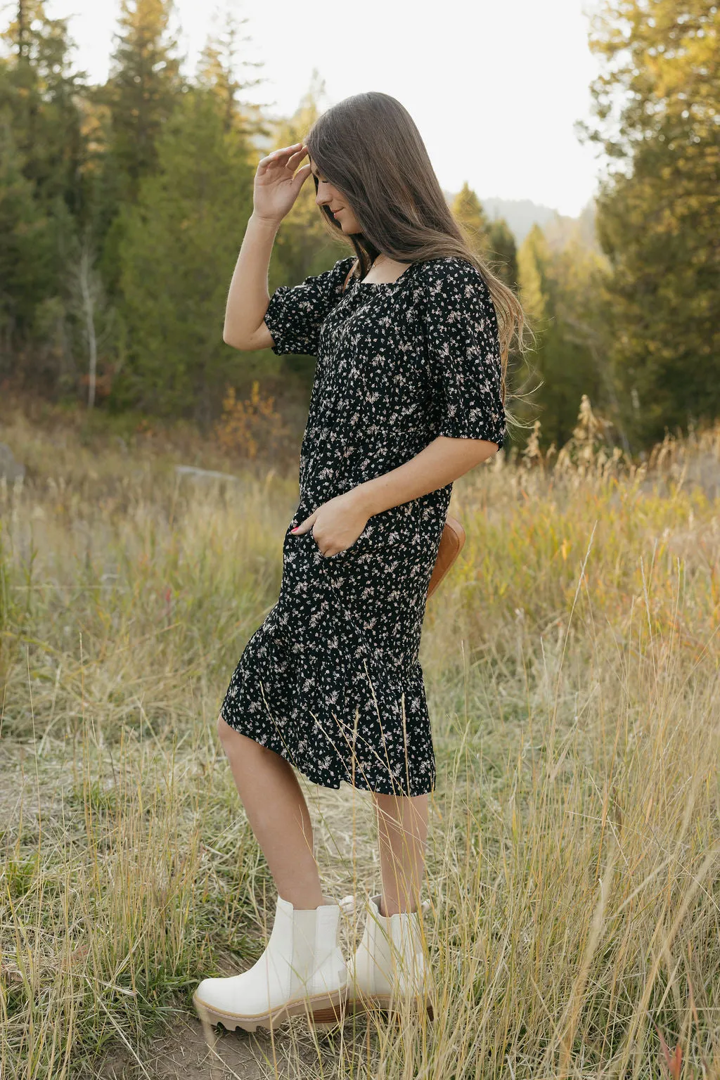 Downtown Memories Dress-Black Floral