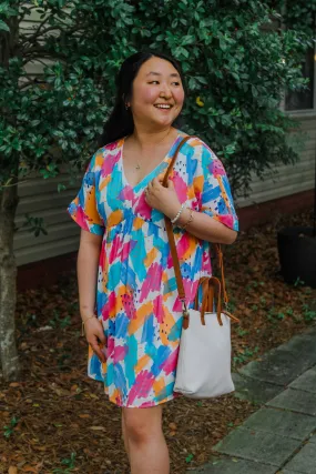 Emily Lined Multi Color Dress