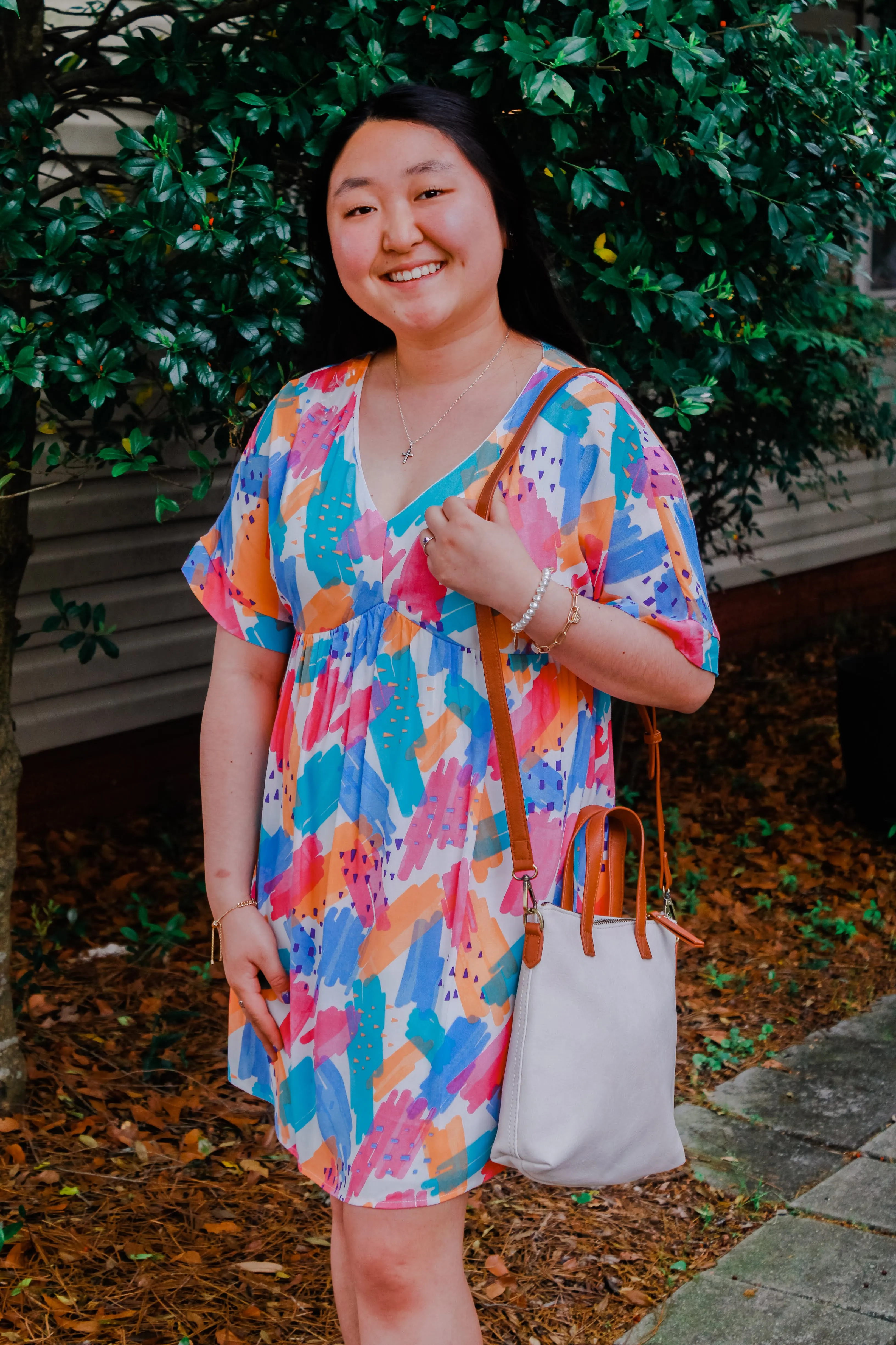 Emily Lined Multi Color Dress