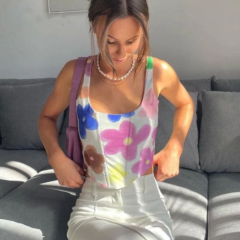 Floral Corset Crop Top