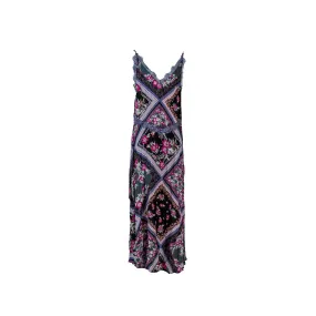Free People Women's Stevie Print V Neck Maxi Dress Gray Combo Size Medium