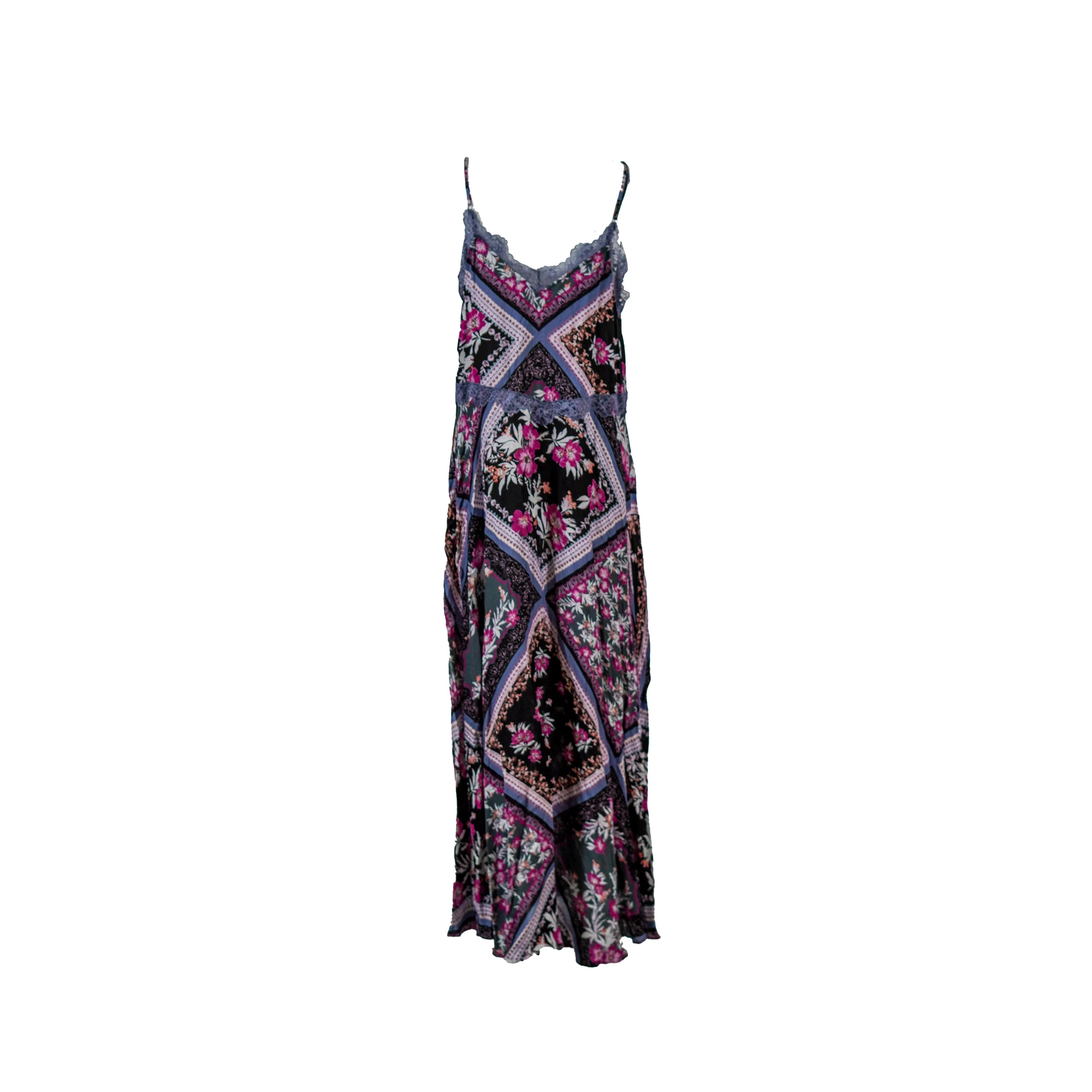 Free People Women's Stevie Print V Neck Maxi Dress Gray Combo Size Medium