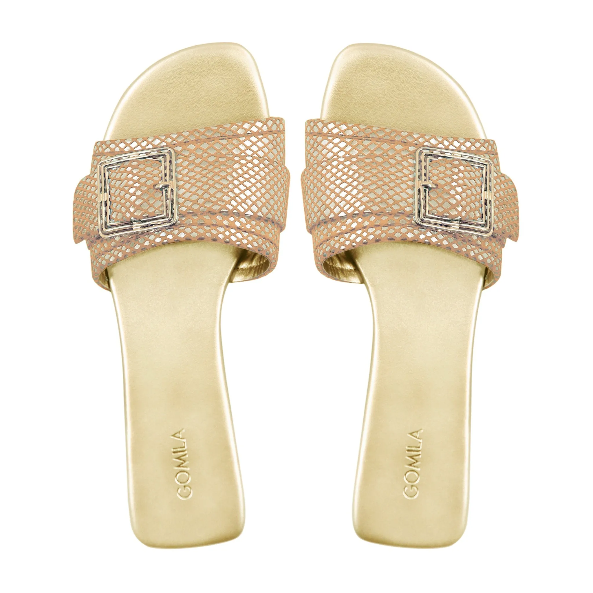 Gabriella - Women's Baby Pink and Golden Slipper