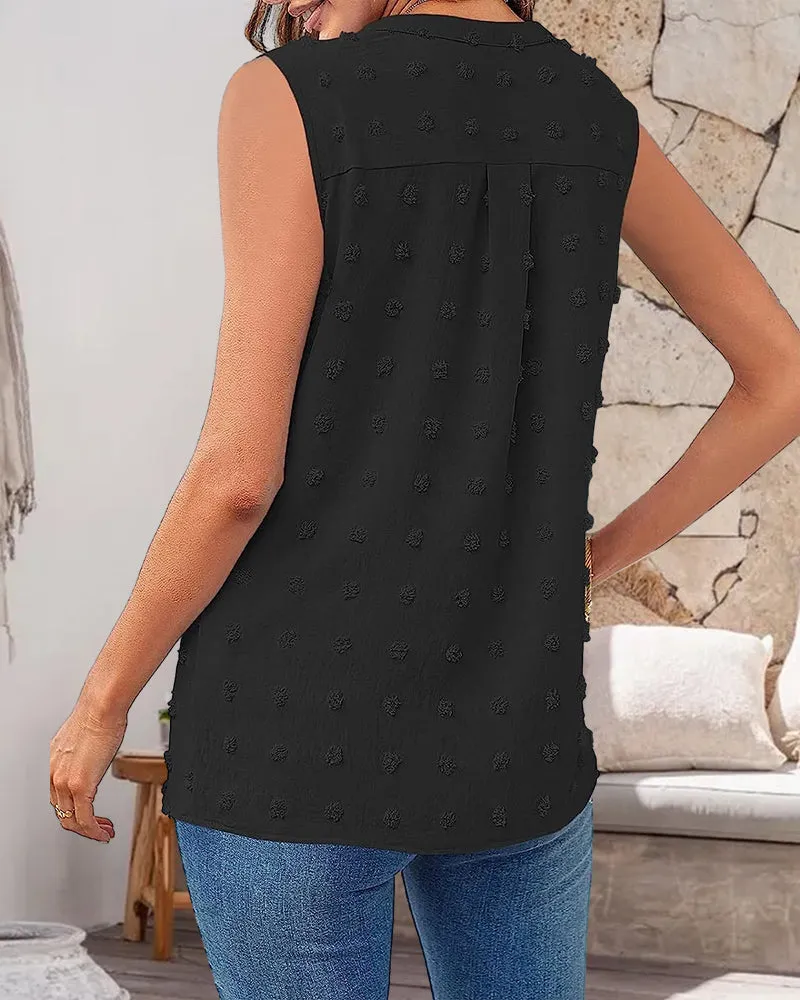 Jacquard V-neck sleeveless casual top