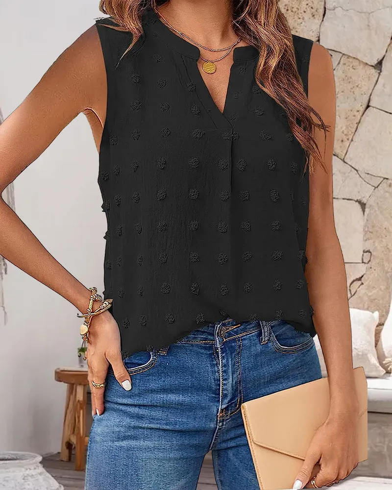 Jacquard V-neck sleeveless casual top