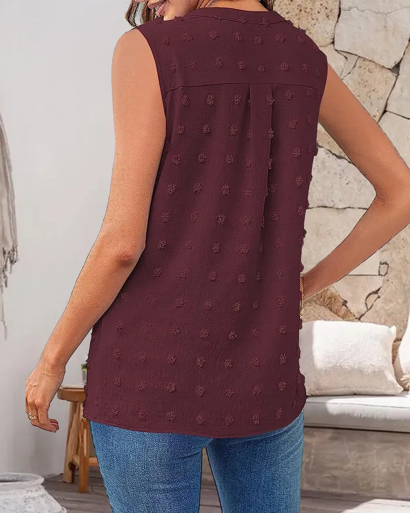 Jacquard V-neck sleeveless casual top