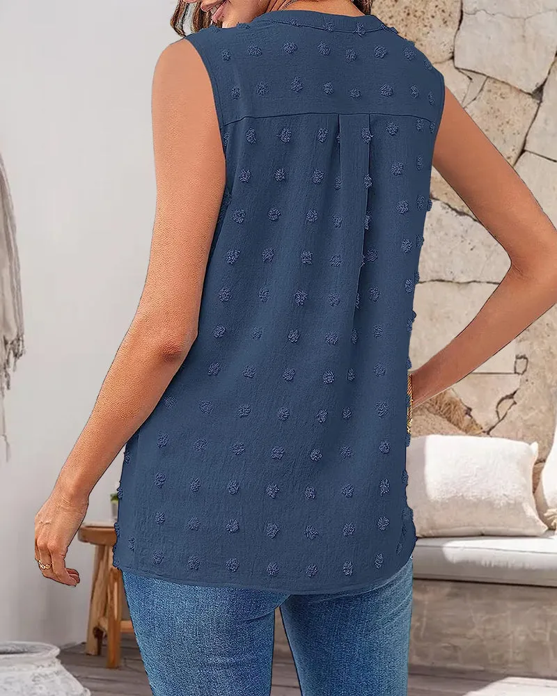 Jacquard V-neck sleeveless casual top