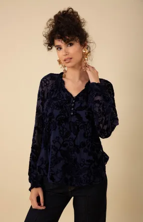 Liana Solid Velvet Burnout Top
