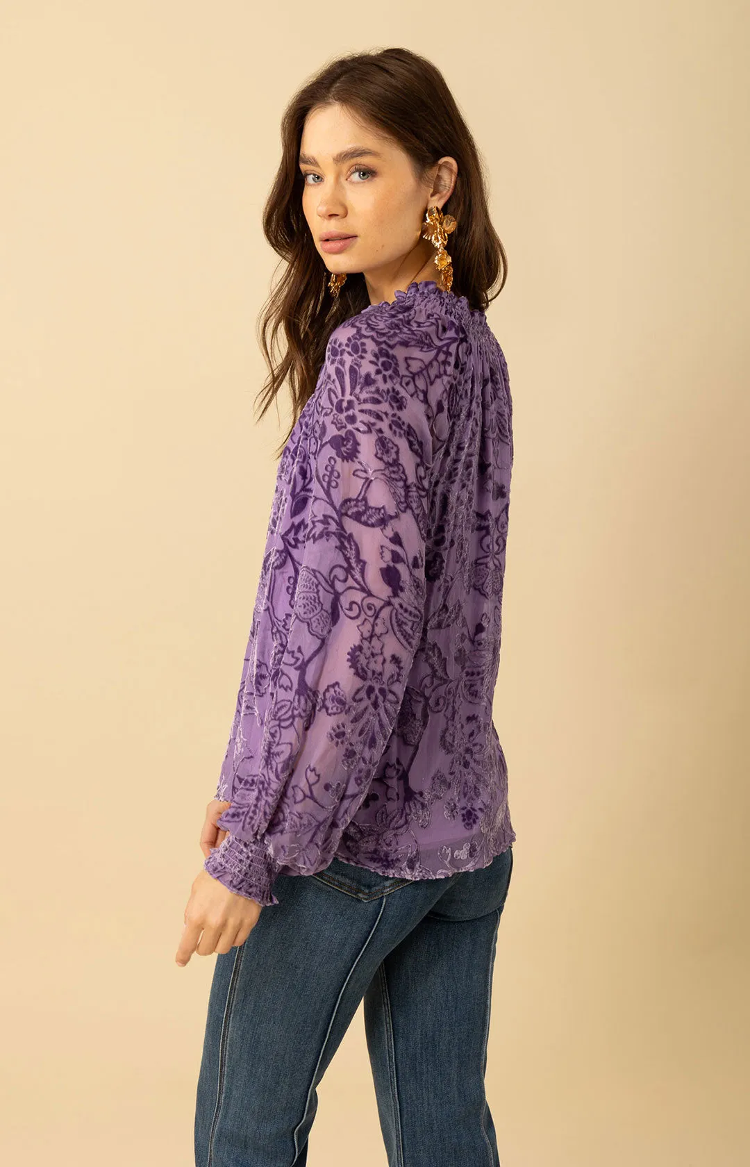 Liana Solid Velvet Burnout Top