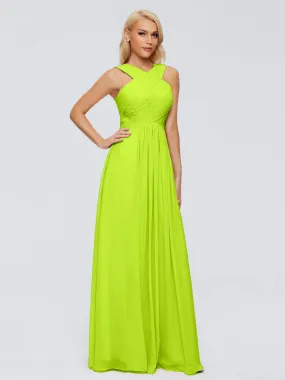 Lime Green Bridesmaid Dresses Aliyah Charming A-Line Straps Chiffon Bridesmaid Dresses