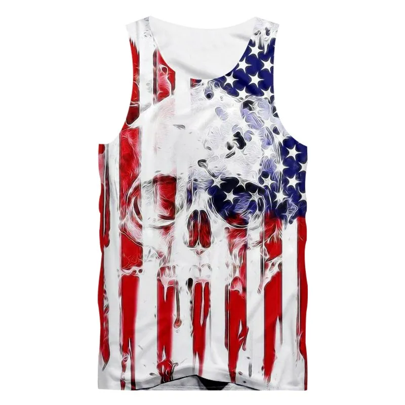 Men's Summer  3D-Printed Fintess Tank Top | American Flag Design