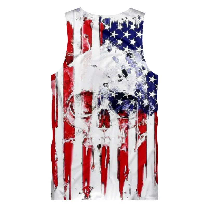Men's Summer  3D-Printed Fintess Tank Top | American Flag Design