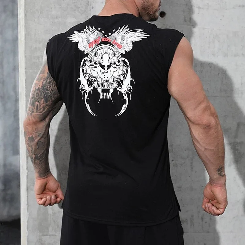 New summer men's fitness sports vest loose large size t-shirt men's personality quick-drying bottoming shirt outdoor sports vest