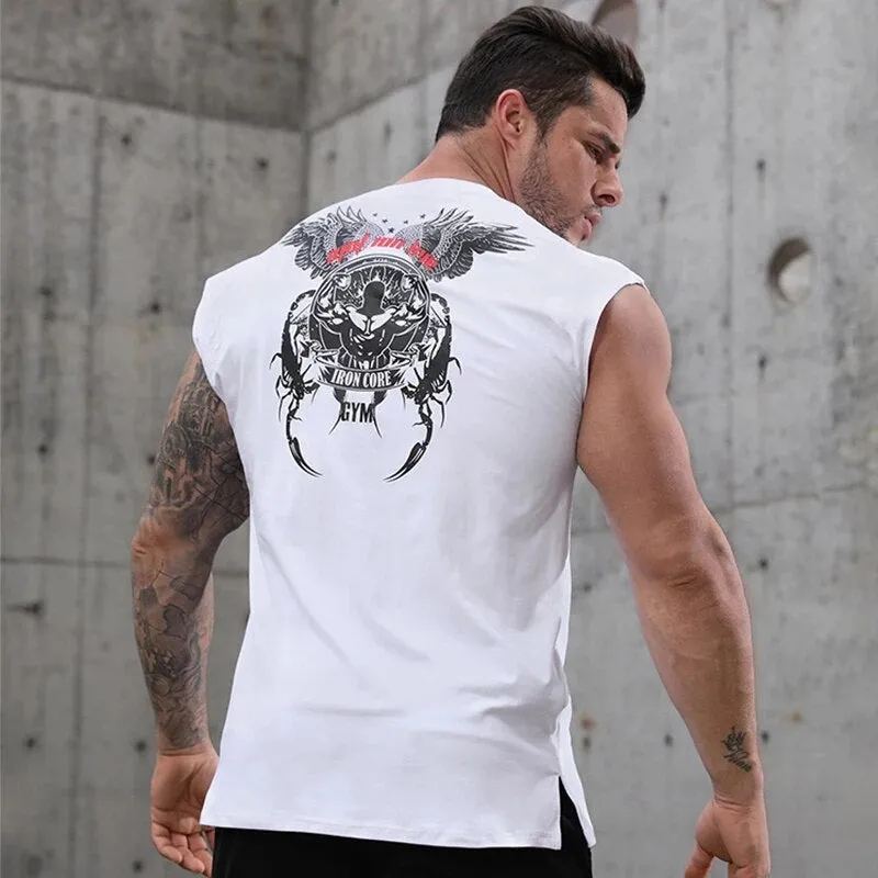 New summer men's fitness sports vest loose large size t-shirt men's personality quick-drying bottoming shirt outdoor sports vest