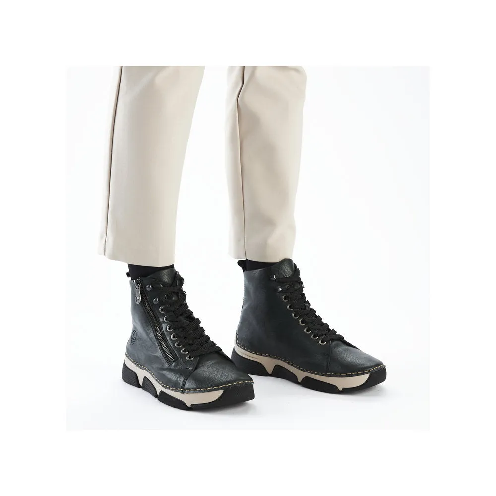 Rieker 45920-54 Ladies Green Zip & Lace Ankle Boots