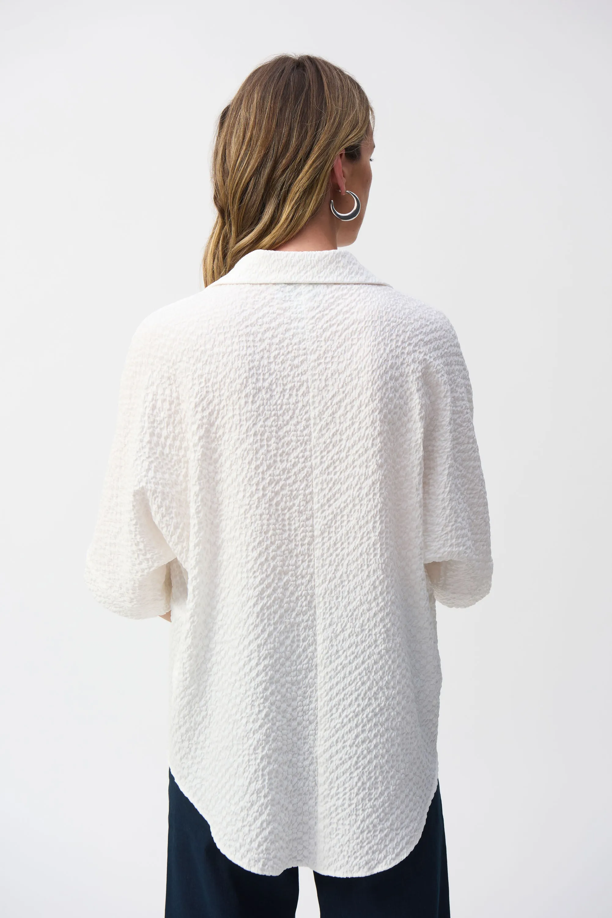 Seersucker V-Neck Top