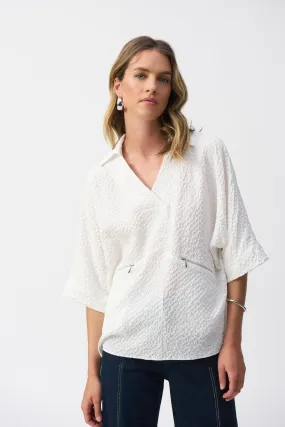 Seersucker V-Neck Top