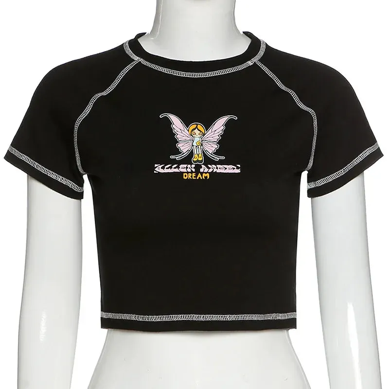 Sexy V-neck Polo Neck Short Sleeve Tee