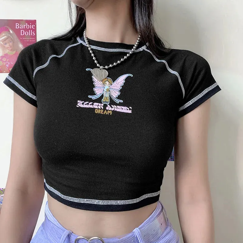Sexy V-neck Polo Neck Short Sleeve Tee