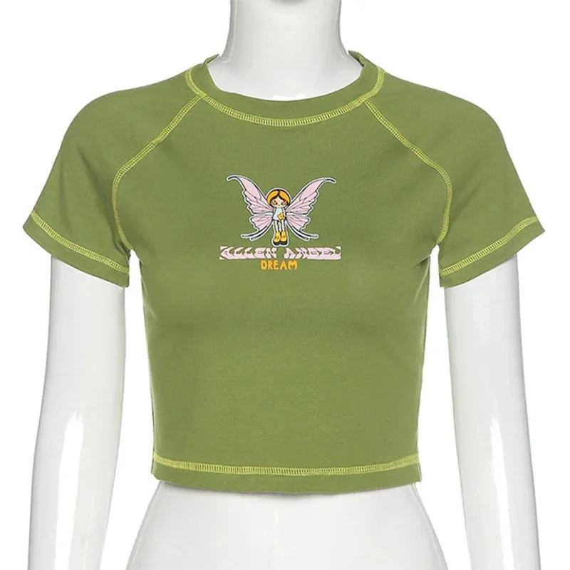 Sexy V-neck Polo Neck Short Sleeve Tee