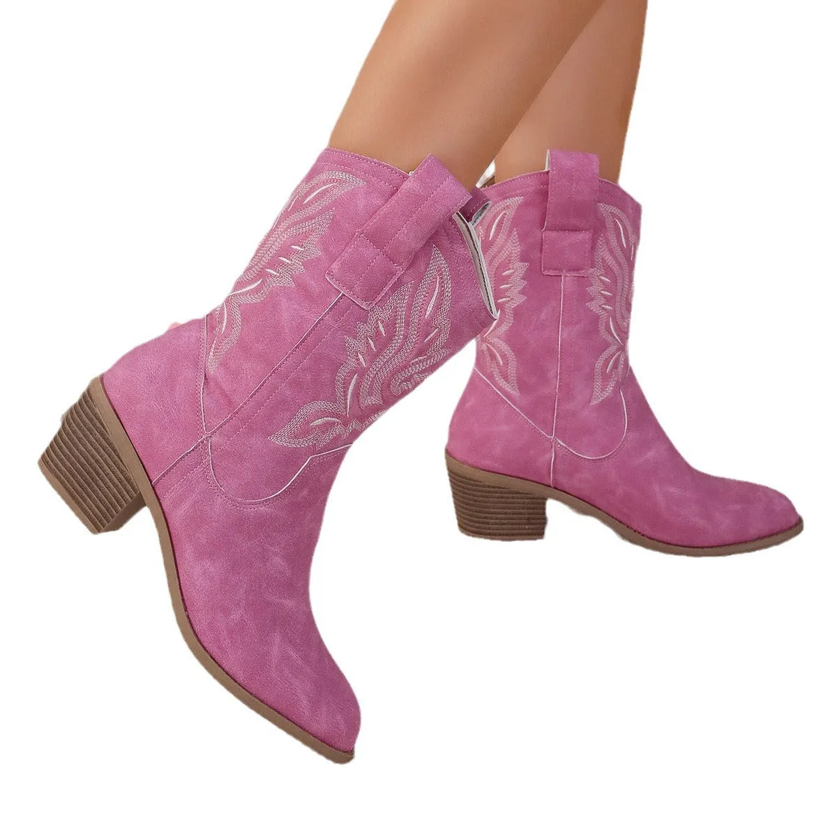 Stylish Pointed Toe Western Cowgirl Boots