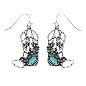 Stylish Turquoise Cowboy Boots Earrings | Western Fashion