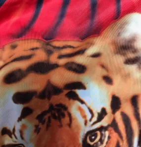 V NECK SPAGHETTI STRAP TOP RED TIGER/HAWAIIAN FLORAL