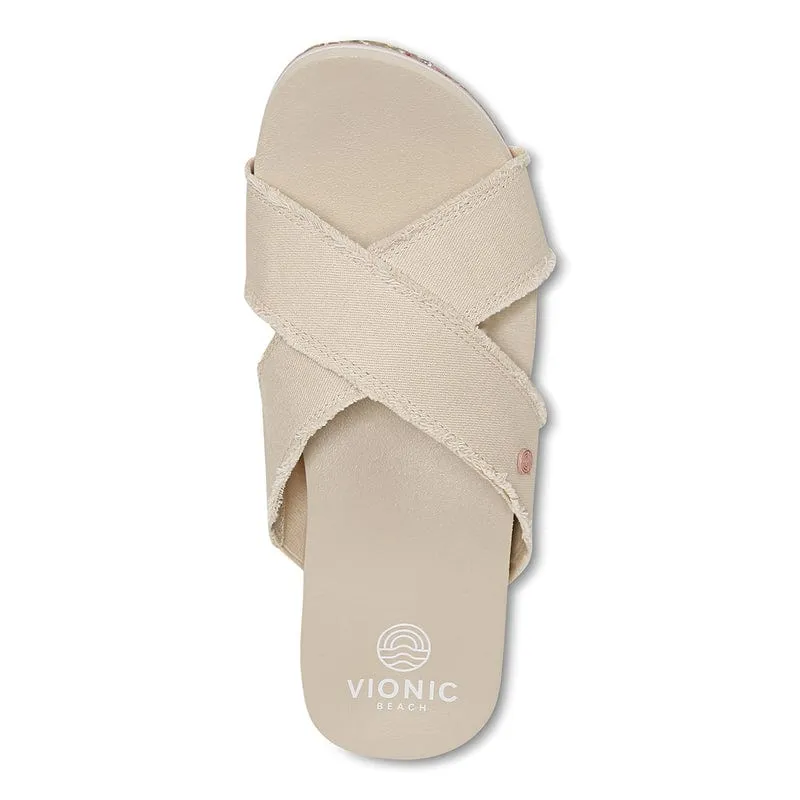 Vionic Women's Boardwalk Panama Slide Sandals- Semolina