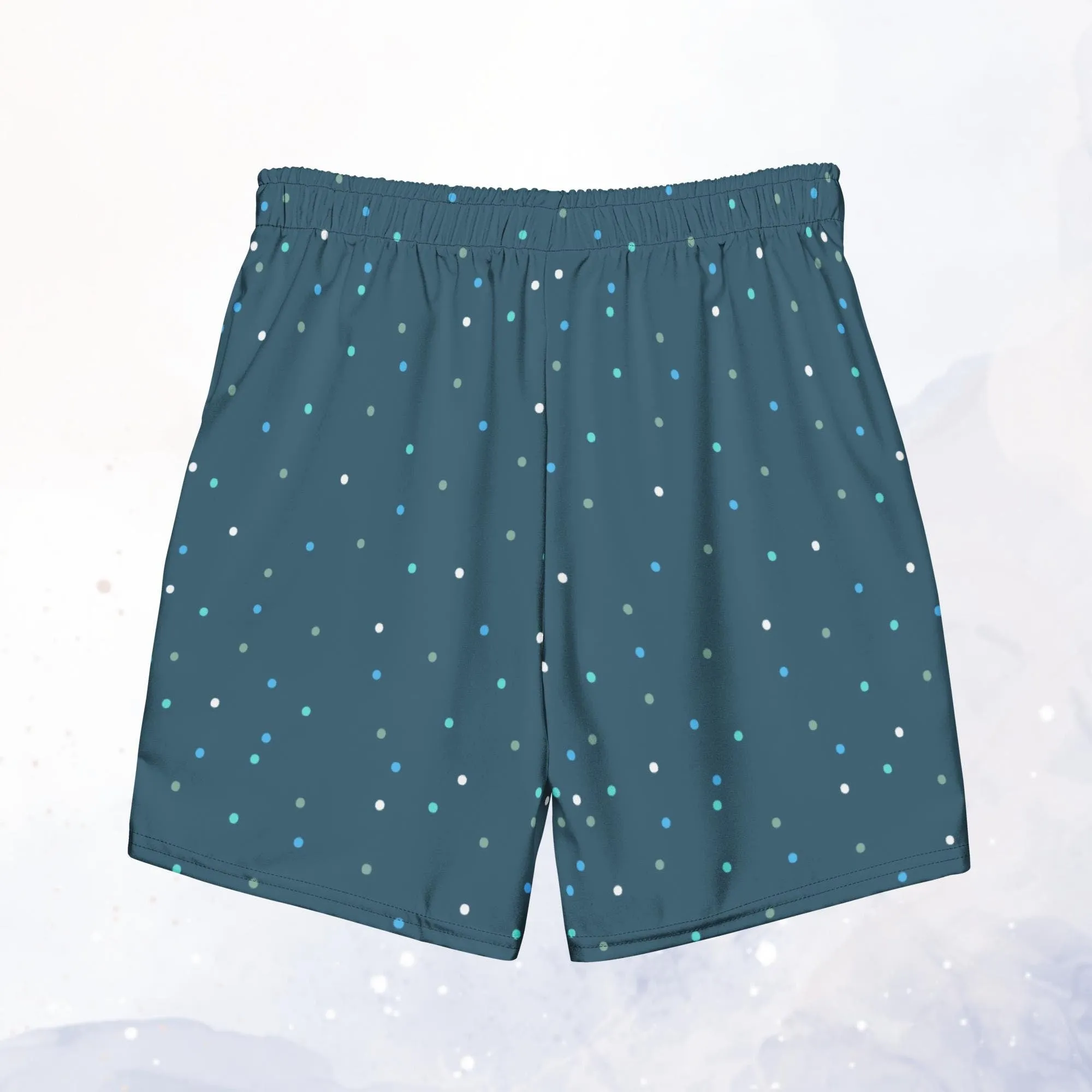 Wintery Blue Dotted Mens Swim Trunks