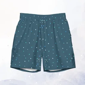 Wintery Blue Dotted Mens Swim Trunks