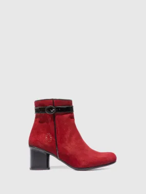 Zip Up Ankle Boots SAKO810FLY RANCH/LUXOR DK RED/BLACK